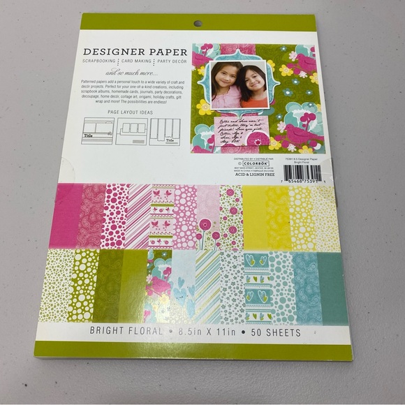 Colorbok Paper 50 Sheets Pattern Cutouts 8.5in x 11in Crafts Scrapbook Floral - Picture 2 of 6